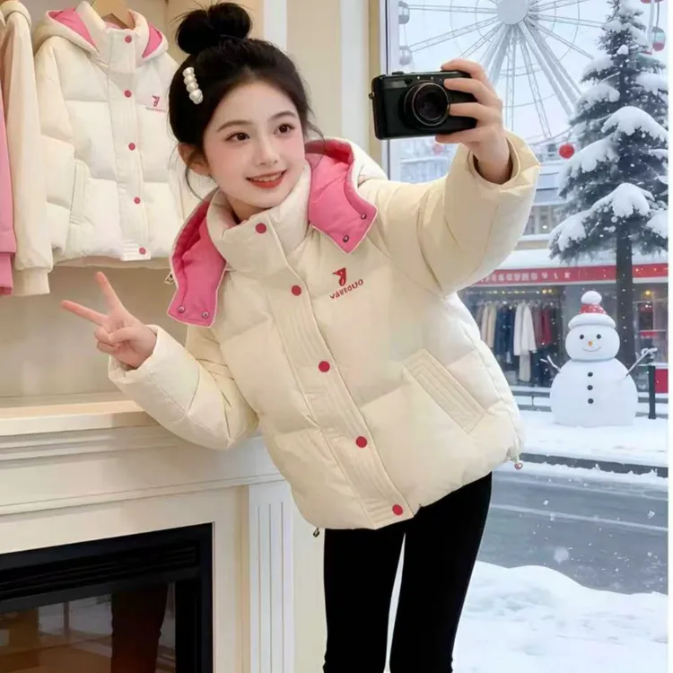 【思晨家】韩版宽松冬季儿童新款羽绒服女中大童保暖泡芙加厚外套