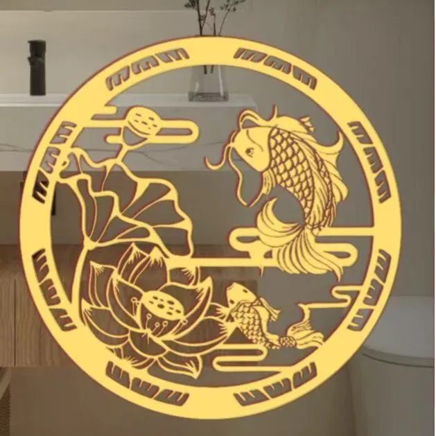 【灵焱阁】锦鲤荷花金属贴厕所卫生间鞋柜专用金属贴