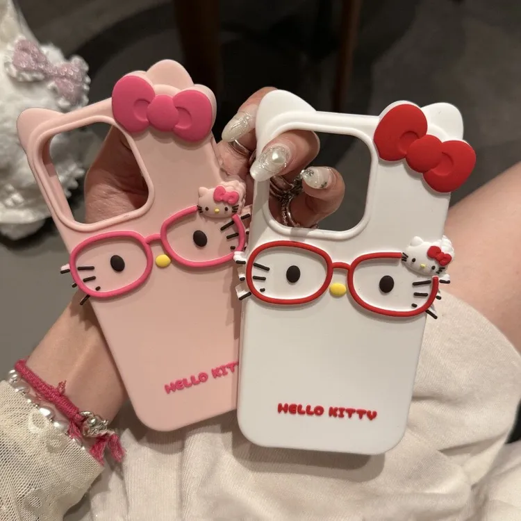 眼镜KT猫适用苹果16pro手机壳iPhone15/14promax新款13防摔12硅胶