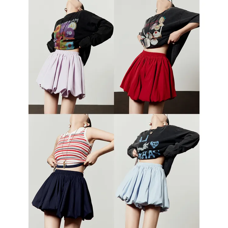 「百搭单品」四色半身裙女25新款百搭减龄显瘦A字花苞蓬蓬短裙