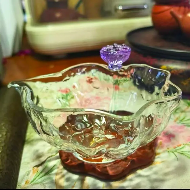 禾墨莲华玻璃公道杯女士专用公杯分茶器 公道杯高档最新款