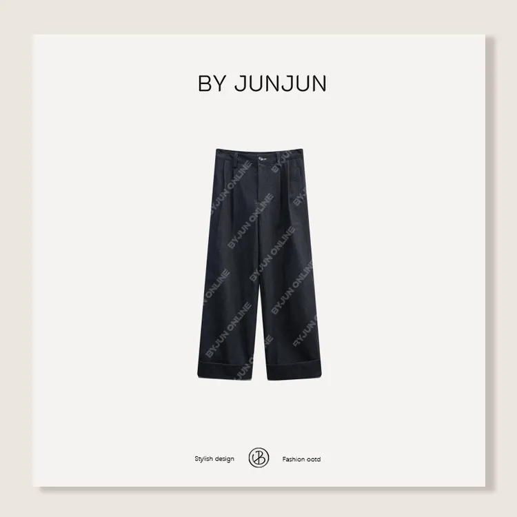 【私藏牛仔】 BYJUN冬季土耳其进口面料大屁屁阔腿牛仔裤