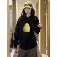 「涵涵家」水果印花经典卫衣INS风圆领无帽宽松慵懒长袖上衣#6689