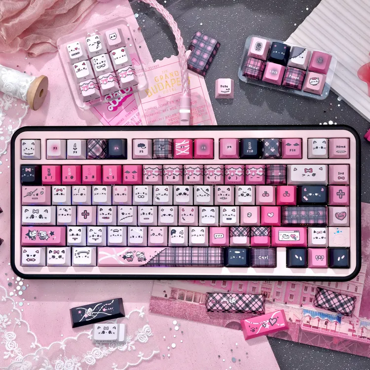 黑粉亚比原厂侧刻V2透光机械键盘键帽135颗热升华磁轴键帽下灯位