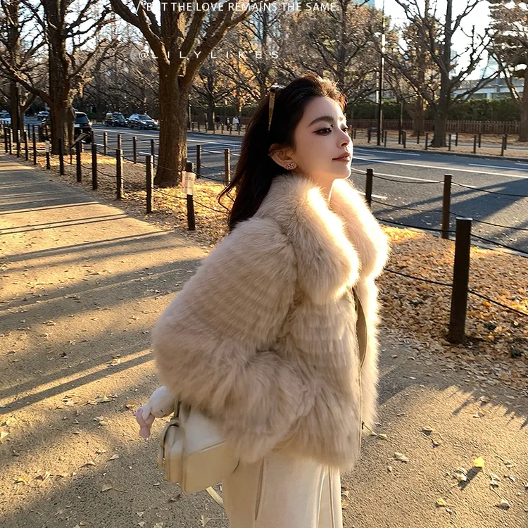 “Princely香槟奶狐”矜贵狐狸毛浓密纤长富家千金感皮草外套