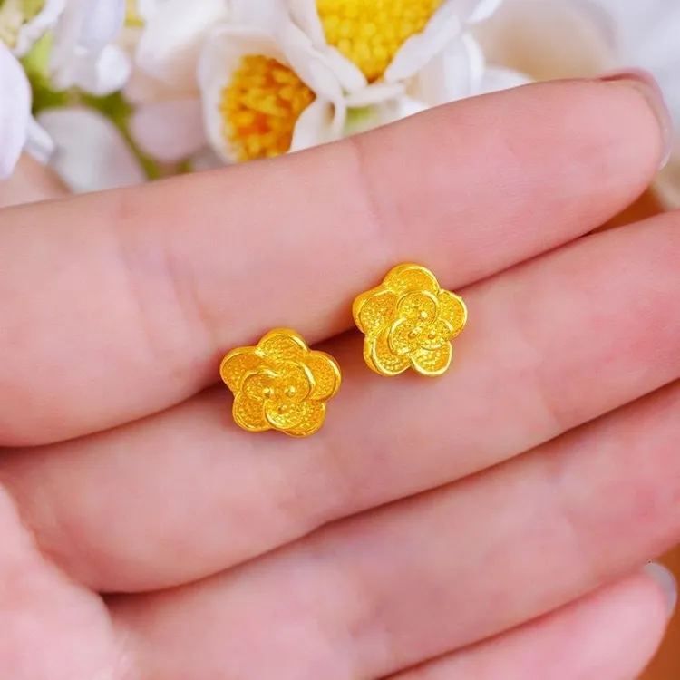 铜合金耳饰 金色原创设计女气质经典时尚防过敏精致耳钉简约精美