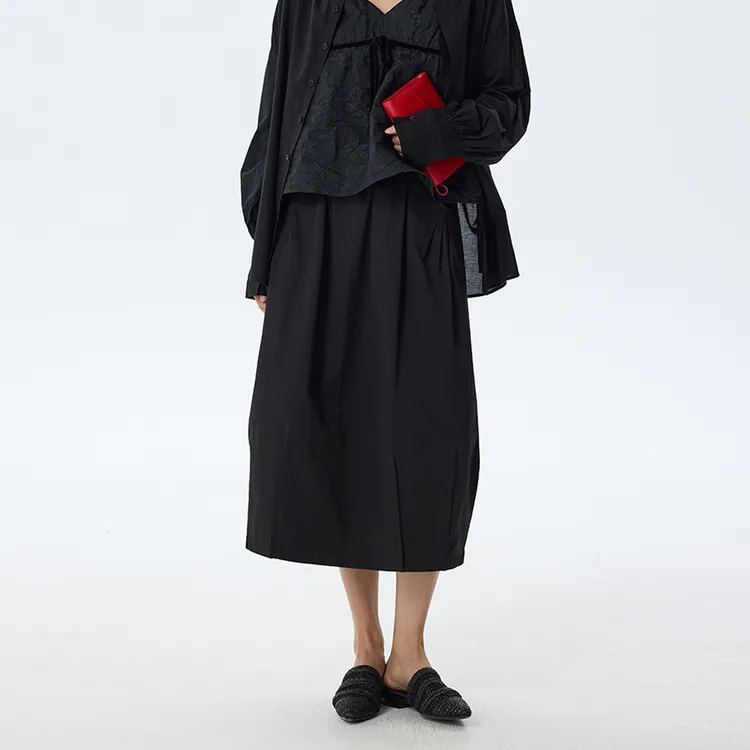 茧型半身裙/精梳棉气球裙松紧腰花苞半身裙55311