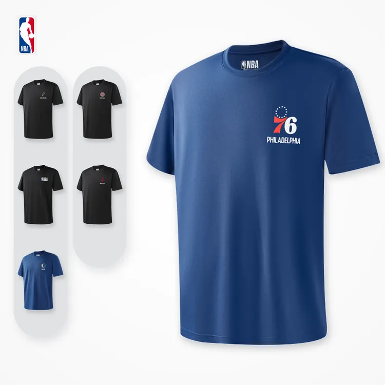 NBA官方正品76人火箭骑士尼克斯夏季情侣运动速干透气男士T恤短袖