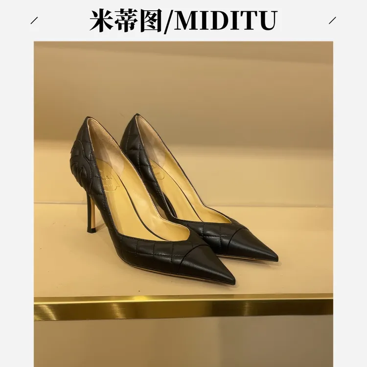 MIDITU/米蒂图 羊皮高跟鞋尖头2025年新款单鞋细跟浅口高跟鞋
