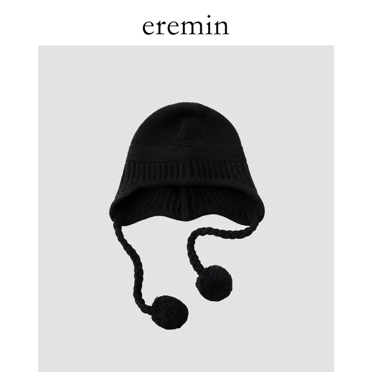 Min 100羊毛秋冬护耳针织毛线帽毛球包头帽