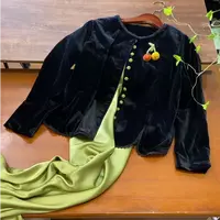 【小南瓜】（正肩）秋季黑色丝绒新中式女士短外套 小香风上衣中国风