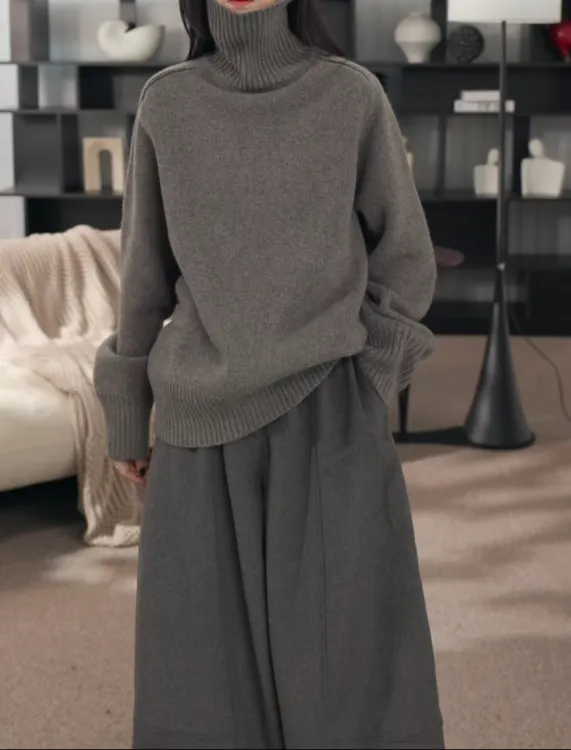 卢尚粗针织高领毛衣0126
