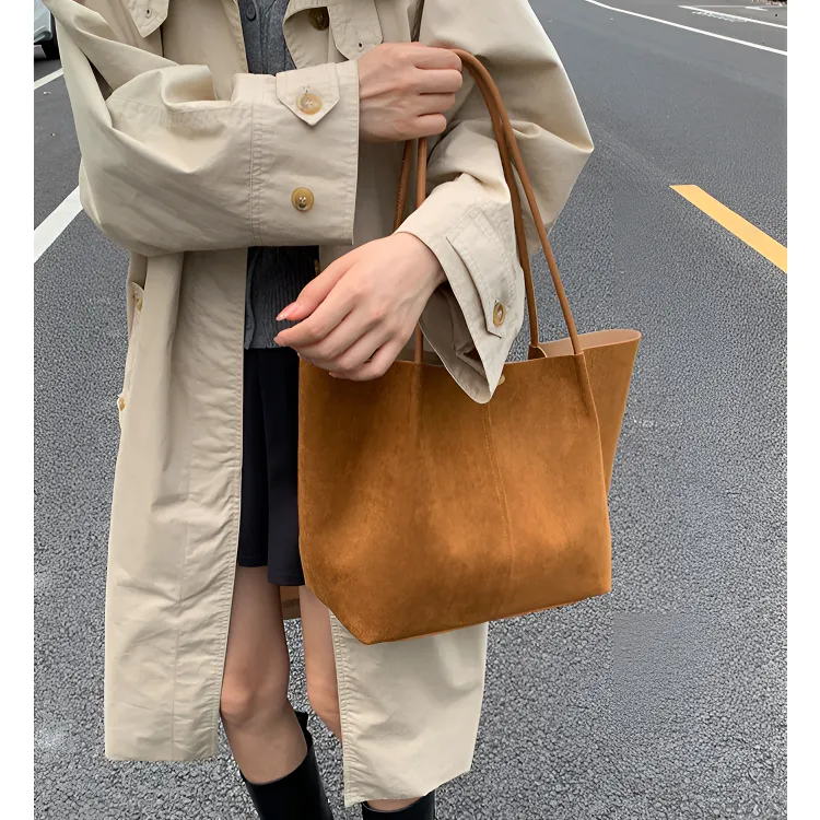 秋冬季大容量复古麂皮绒2025新款休闲通勤单肩手提托特包