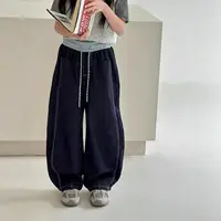 【丹宁风】百搭高品质软牛仔蓝神裤韩版简约休闲拼接弯刀秋季男女童