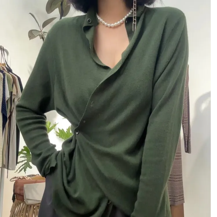 【拿铁】雅高小众设计针织开衫空调衫纯色百搭显瘦宽松气质设计感