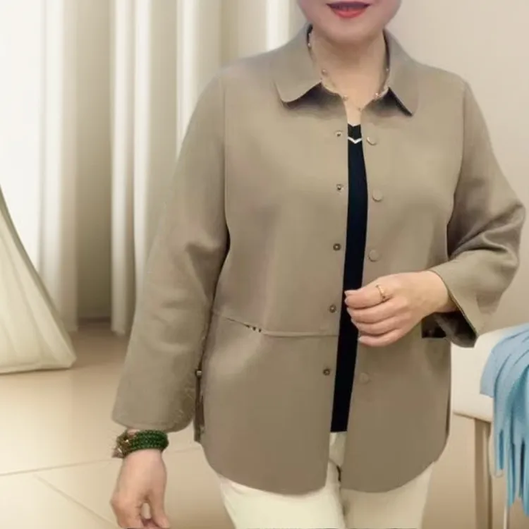 女装中老年女装短款轻奢简约纯色外套