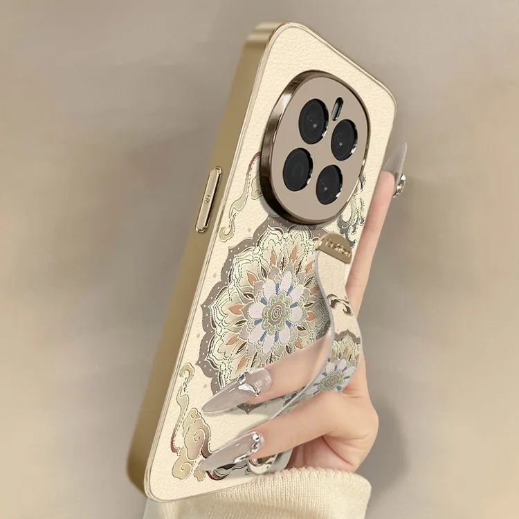 敦煌图腾适用于荣耀magic7手机壳女款全包防摔小众电镀腕带高级感