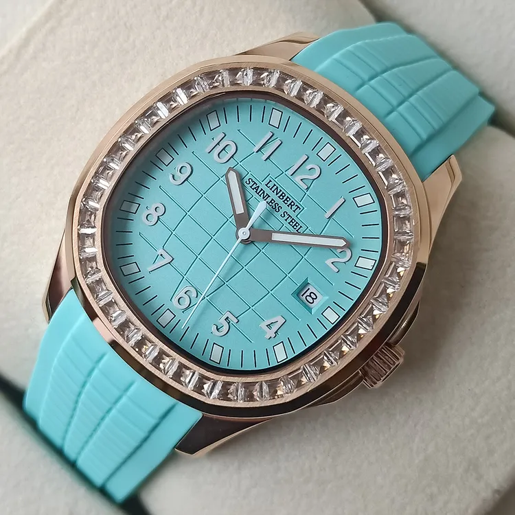 LINBERT/林伯特镶钻玫瑰金手雷机械手表高品质腕表夜光防水男表潮