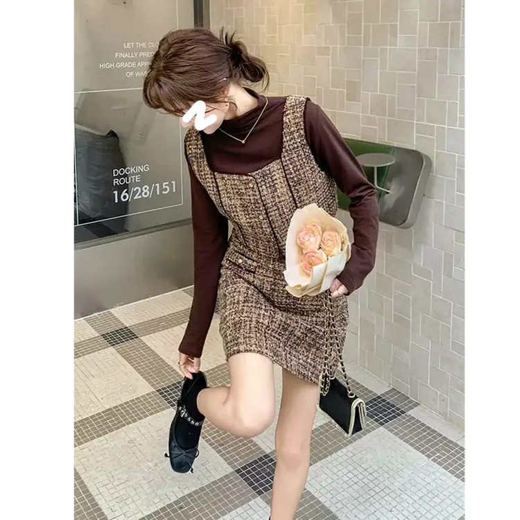 美拉德穿搭miu系千金高级感小香风套装女秋超好看马甲短裙三件套