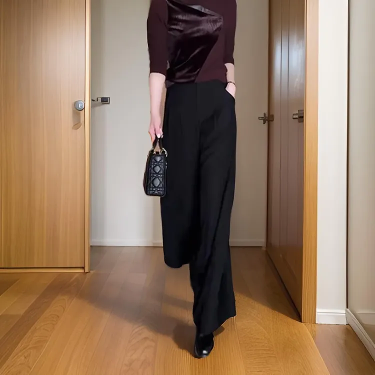 垂感阔腿裤女士2025春秋黑色直筒裤子高腰显瘦职业正装休闲西装裤