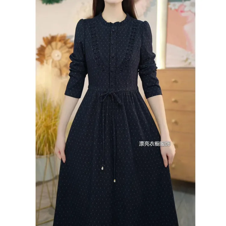 漂亮衣橱服饰[PLYC100]秋季新品连衣裙气质显瘦女装打底收腰洋气