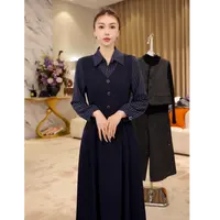 G9259假两件连衣裙时尚女士2025年春秋冬新款高端气质长袖裙子