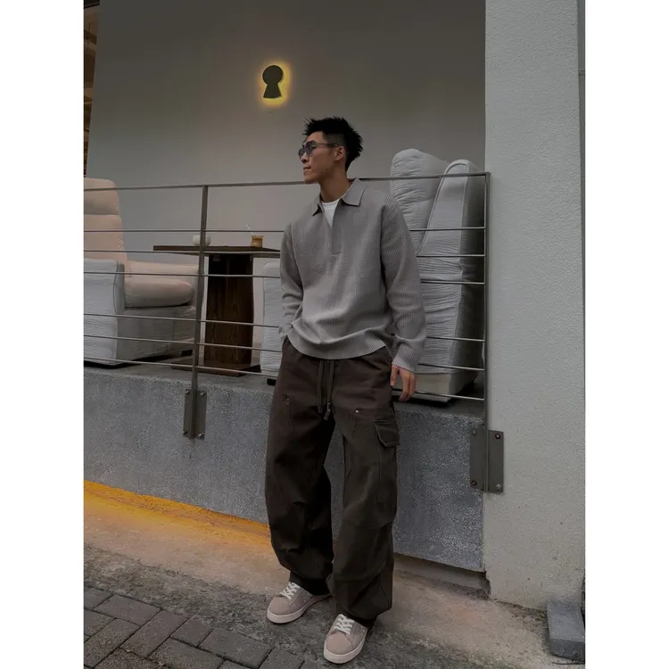 FANG 秋冬季加厚重磅美式弯刀直筒工装立体设计感伐木休闲裤男士