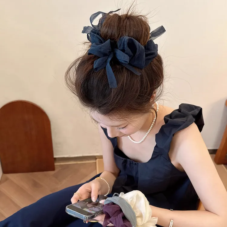 温柔网纱蝴蝶结大肠发圈女2026新款扎马尾不伤发头绳气质发绳头花商品图