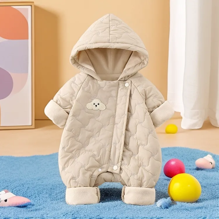 冬季a类婴儿夹棉连体衣宝宝加棉加厚保暖棉衣棉服外出衣服爬服