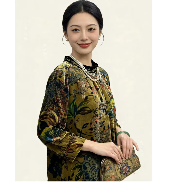  P2-6641款桑蚕丝植绒短衫上衣