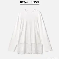 溶溶【白茶栀子】RONGRONG 简约蕾丝花边拼接下摆长袖T恤F26QT5078