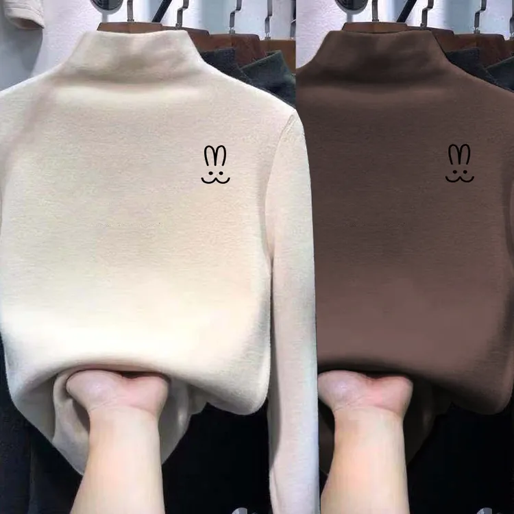 2025新款爆款儿童加厚德绒半高领打底衫内搭长袖T恤男女中大童衣