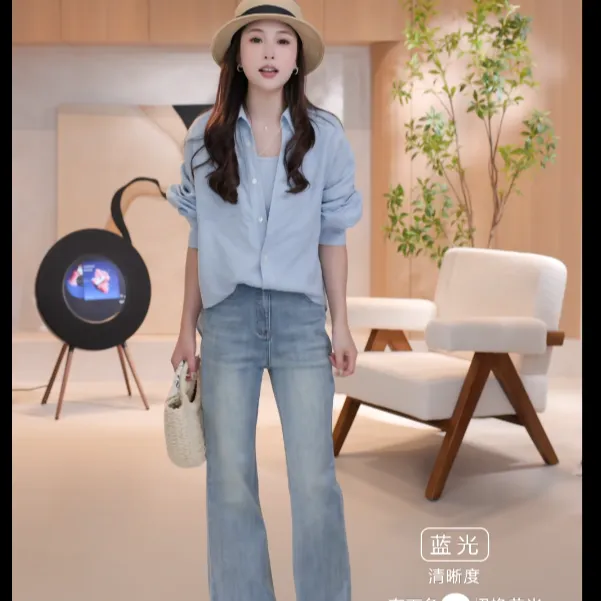 新款春季气质时尚宽松欧若风外穿显瘦慵懒假两件长袖衬衫DNH21612