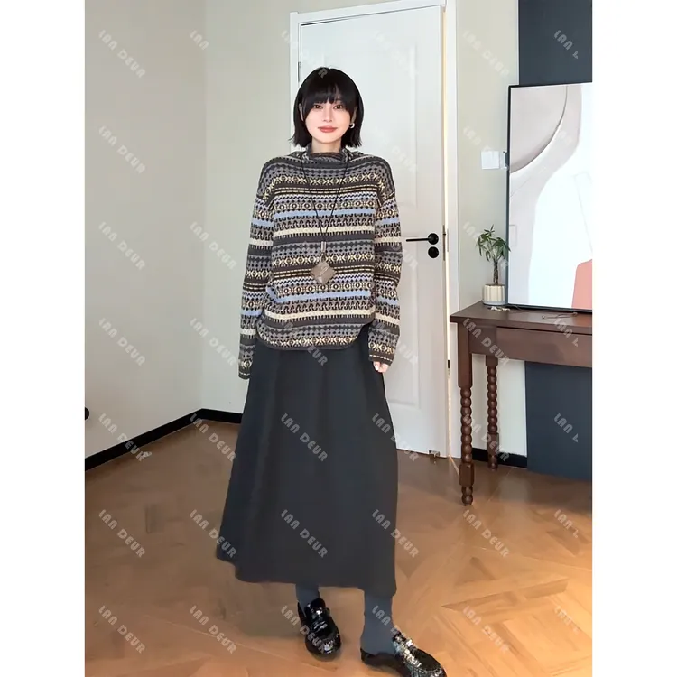 JIUJIU【月半小夜曲】秋冬高腰显瘦通勤简约百搭休闲灰色半身裙