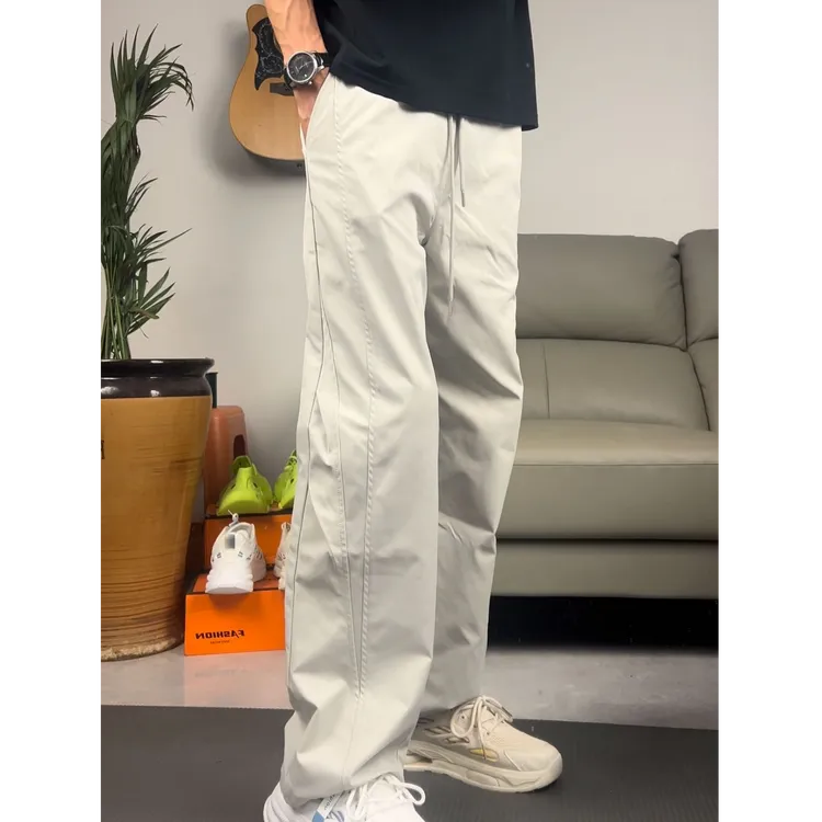 MM纯棉秋冬cleanfit百搭休闲美拉德直通宽松长裤男女弯刀休闲裤