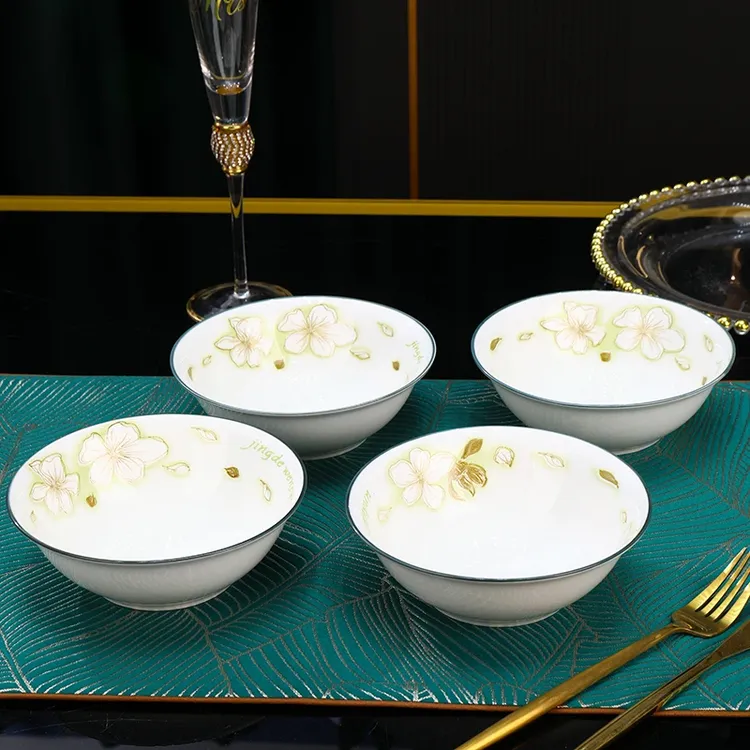 【10支装】黄金叶6英寸斗碗面碗家用釉下彩网红款可微波zt