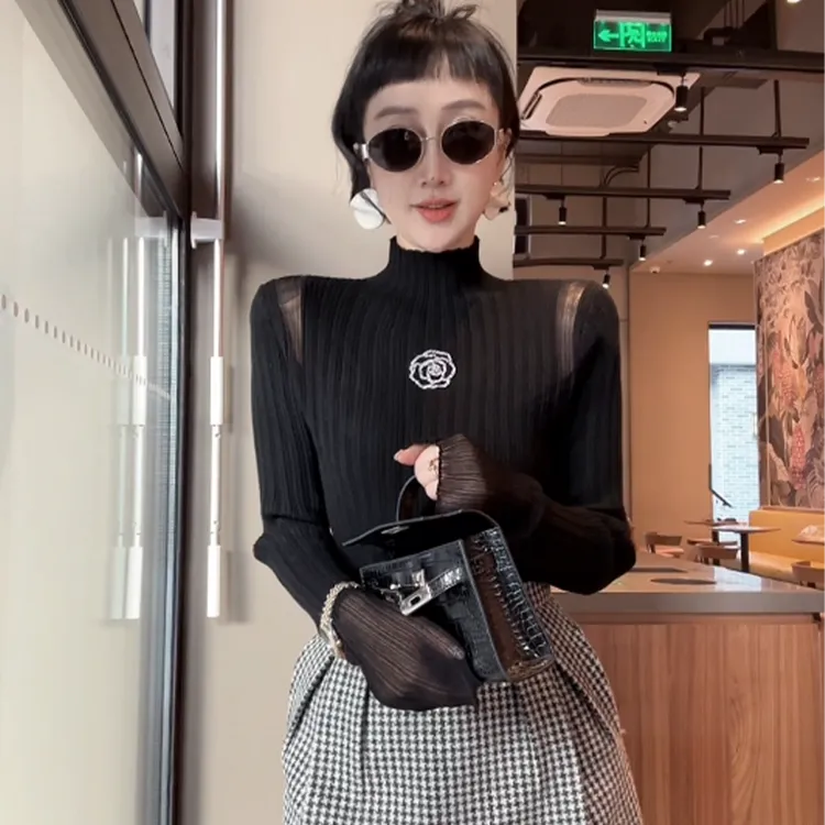 XIAOBAI冬季半高领显瘦百搭修身套头毛针织打底