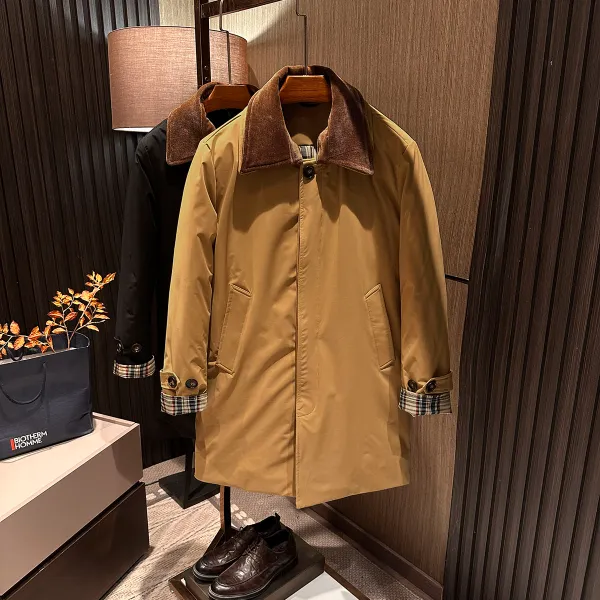 【优雅高级感 可脱卸双层领 】男士高品质中长款白鸭绒风衣式羽绒服