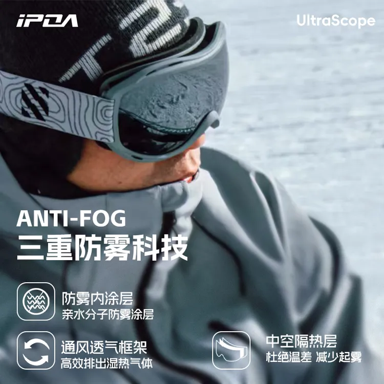 IPOA滑雪镜双层防雾球面防紫外线高清滑雪护目镜男女同款近视可用