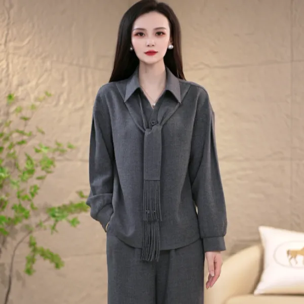 2025秋季新款高级百搭优雅减龄显瘦两件套套装M-4XL