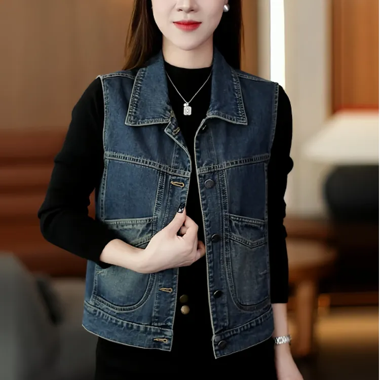 欧货高级感刺绣牛仔马甲女2025春夏新款复古坎肩无袖外套叠穿上衣
