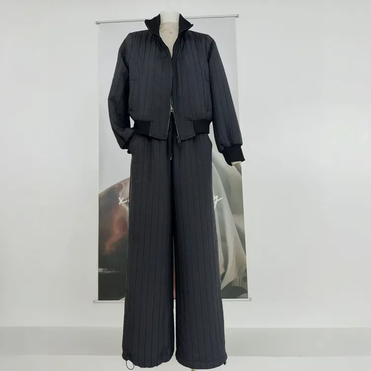 【香香严选】立领条纹绗线压棉轻棉套装