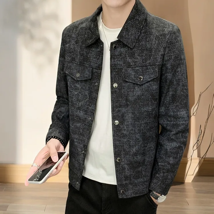男士外套春秋新款高级感商务行政夹克时尚简约轻熟风韩版潮流修身