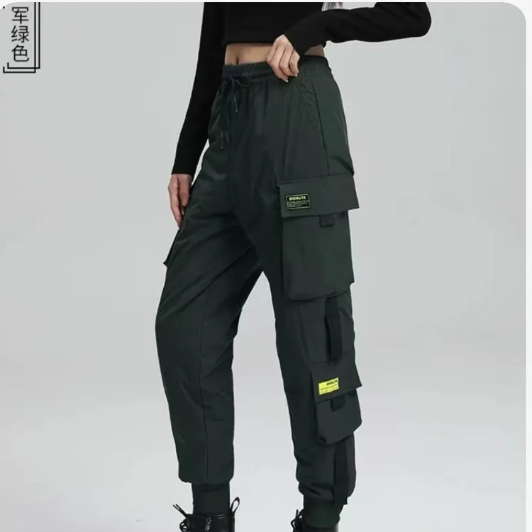 SW003多口袋情侣款工装裤束脚羽绒裤男外穿冬季防水防寒休闲裤