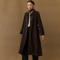 【陈大可】曼德诗双面秋冬羊毛大衣女中长款双面呢翻领