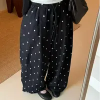 0588•波点牛仔 NK# 东大门重工波点松紧腰直筒牛仔裤•