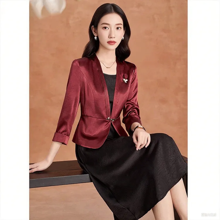 喜婆婆妈妈结婚宴礼服平时可穿连衣裙2025新款女秋轻奢高级感套装