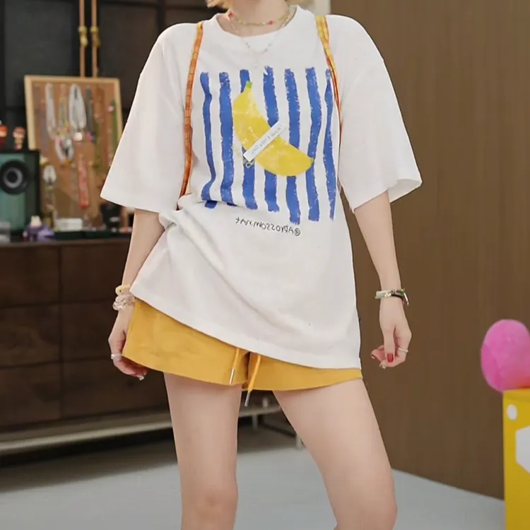 凉爽重工百搭宽松时尚珠片刺绣T恤女2025夏季新款圆领套头上衣