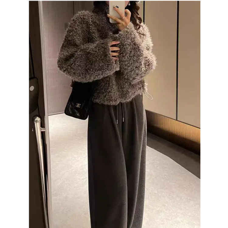 【极简灰】羊羔毛女冬季新款宽松显瘦皮毛一体短款外套2653