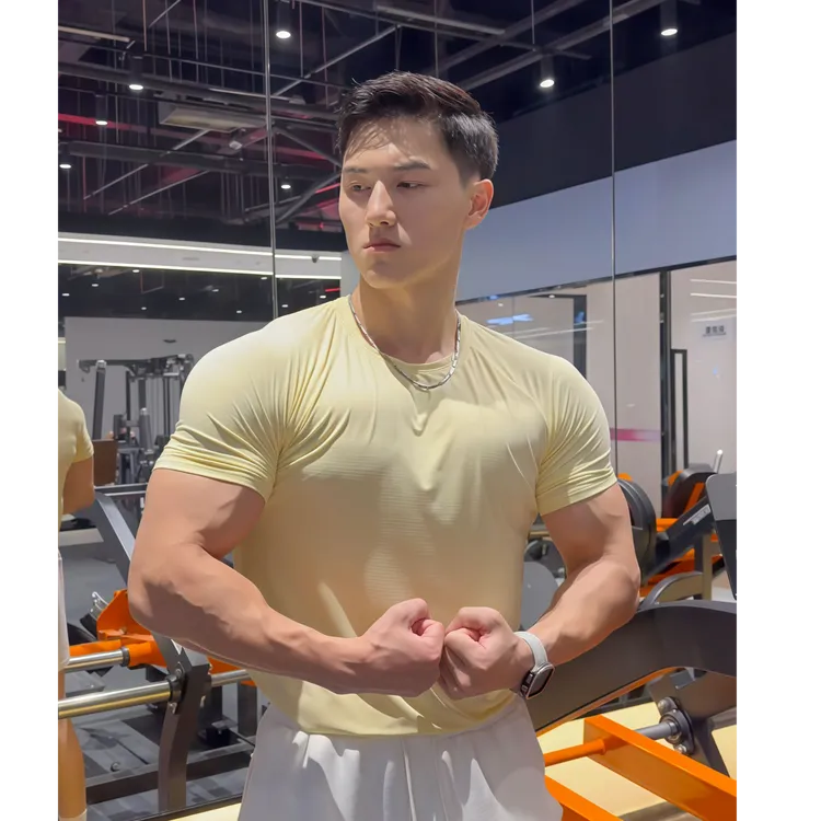 短袖速干弹力修身透气男运动短袖休闲排汗训练健身高弹运动服